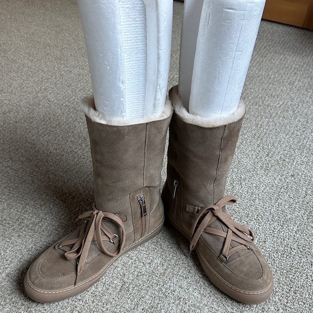 Aquatalia Camel Valerie Shearling Winter Boot